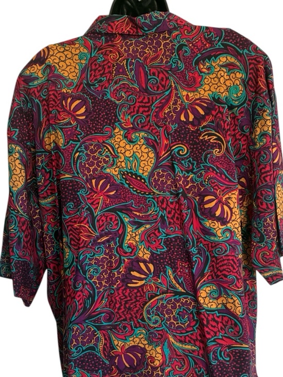 Vintage 90's Boomerang Vibrant Multicolor Paisley Button-Up Shirt Size 22W - Picture 4 of 8